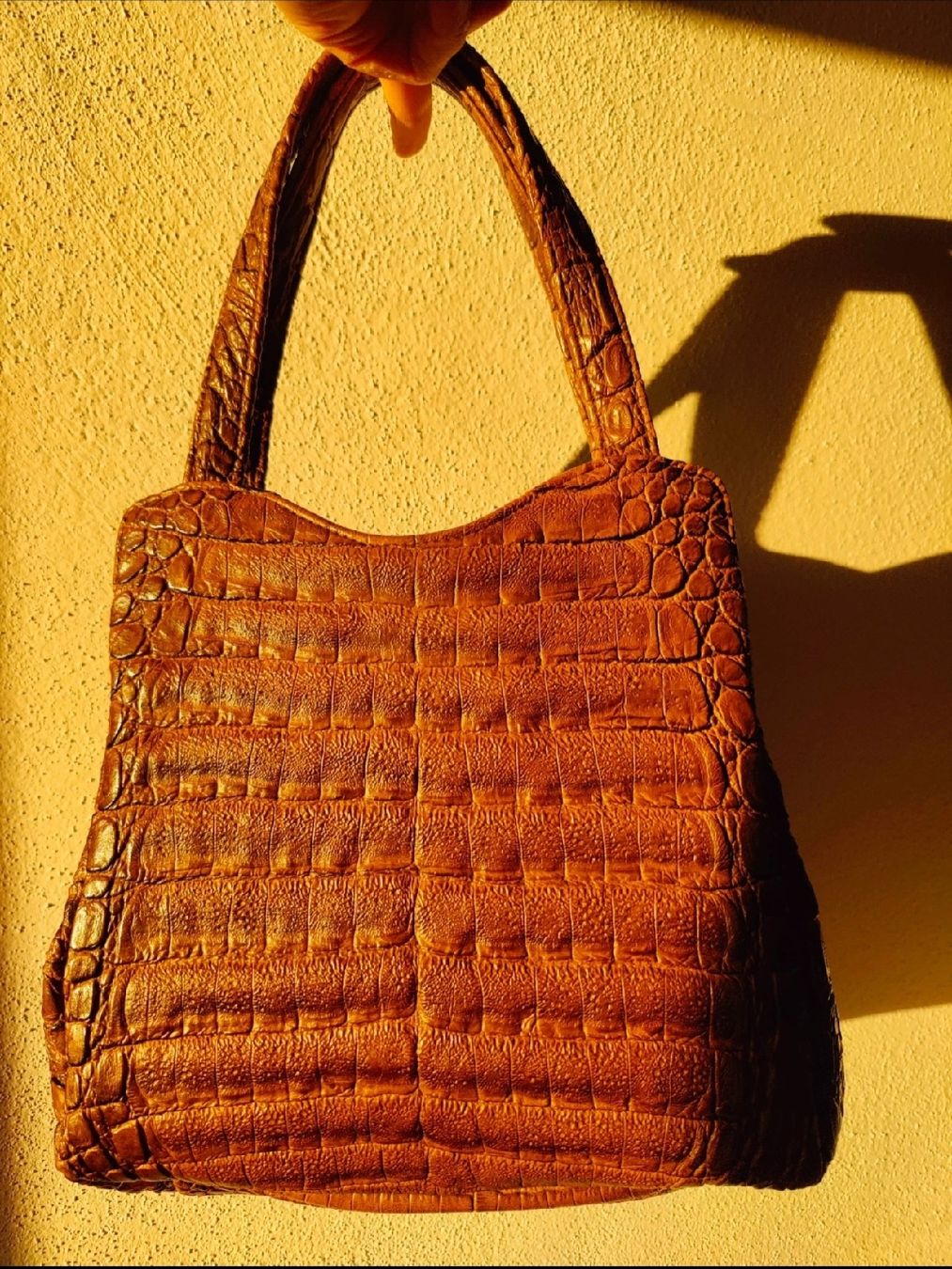 Taschen für Damen: Vintage Brown Mock Croc Tote Bag – Neu (gemäss Beschreibung) aus La Tour-de-Peilz von dAutrefois 4
