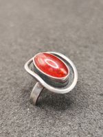 Antike Ring 935er Silber natürliche Bernstein Top