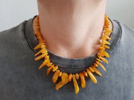Kette Bernstein, Handarbeit, Länge 45 cm, neu