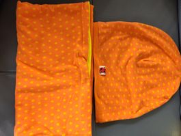 Set Wende Beanie Mütze und Loop Schal Winter Grösse 54 orang