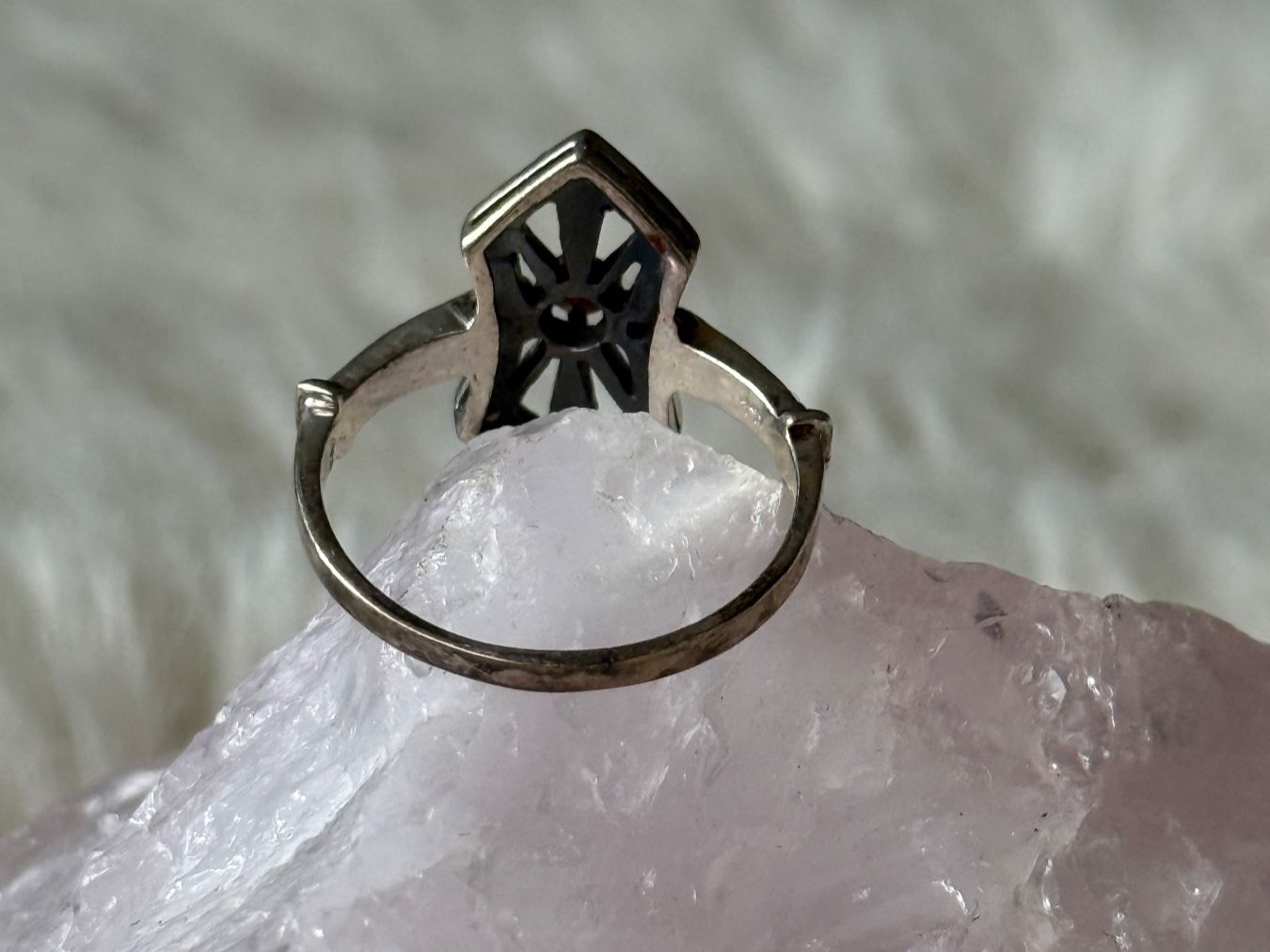 Anelli: Vintage Silberring 925 mit rotem Stein – Usato da Istighofen venduto da Ringparadies 2