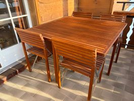 Outdoor Teak-Tisch, Top-Zustand, quadratisch, 120 x 120 cm