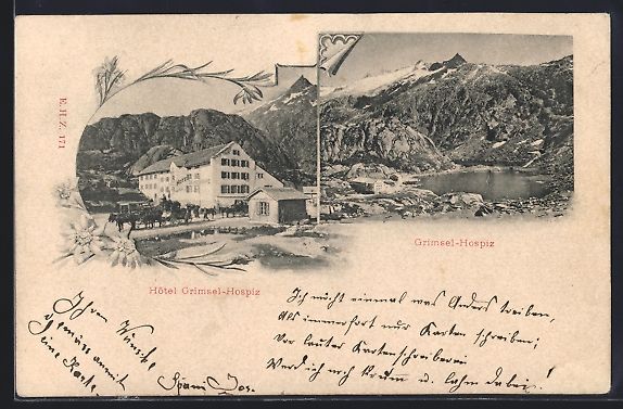 Cartoline postali: Grimsel, Hotel Grimsel-Hospiz, Panorama – Usato da Berlin venduto da bartko-reher