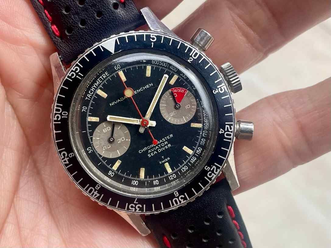 Nivada Orologi: Nivada Chronomaster Valjoux 23, Lollipop Zeiger – Usato da Luzern venduto da ChronoScope6004 1