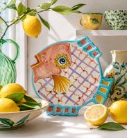 Plat décoratif poisson Vietri peint à la main – Italie 🇮🇹