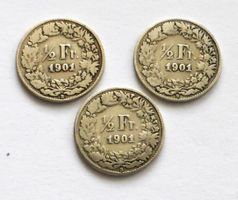 3 (drei) x 50 Rappen 1901 - besserer /gesuchter Jahrgang !!!