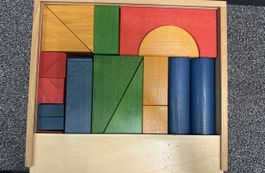 Bauspielzeug Holz Klötze Kasten, neu