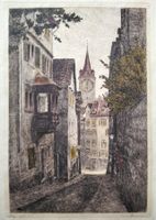 Farbradierung St. Peter ZH signiert Jos. Meier