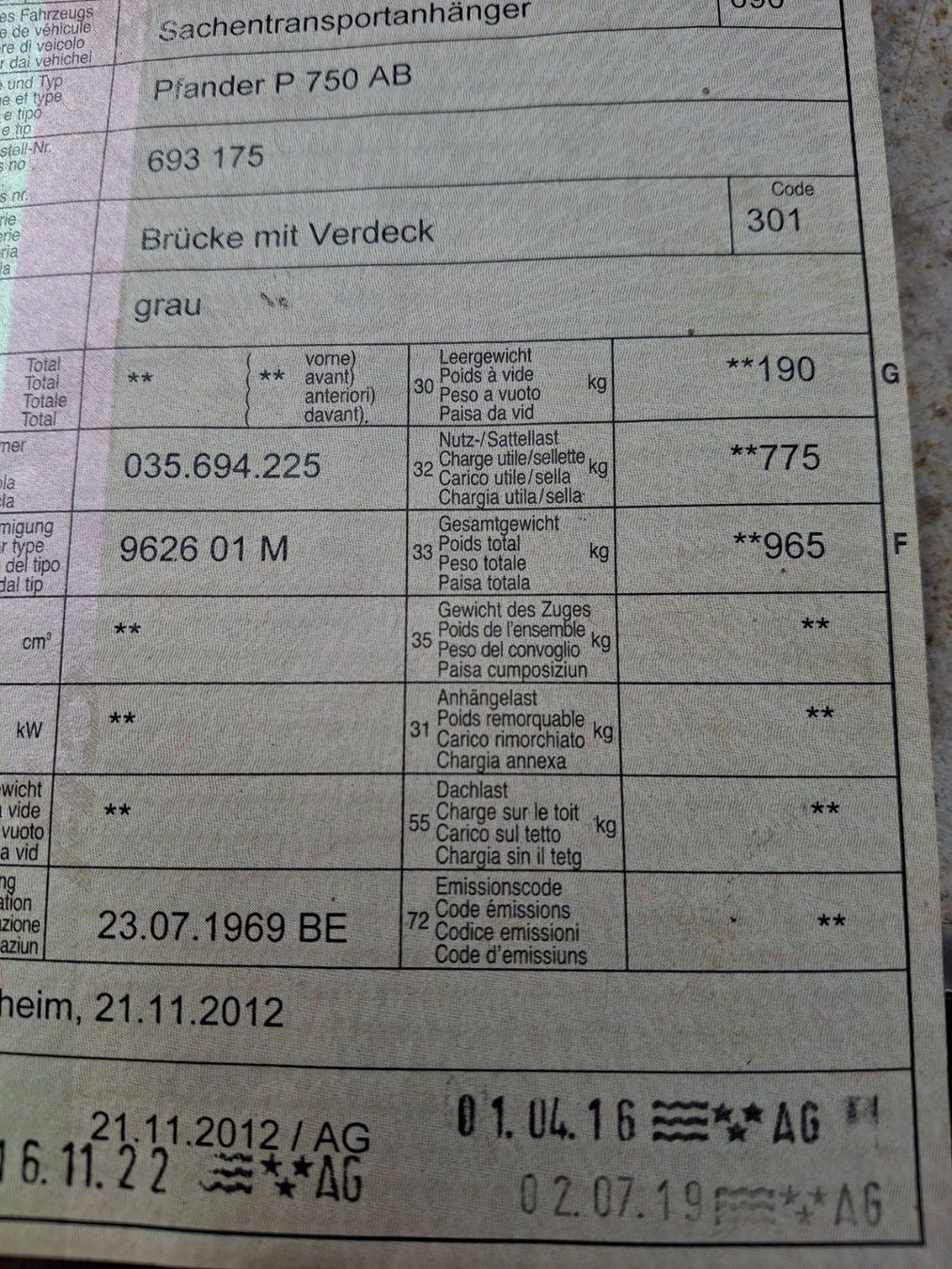 Pfander Rimorchi: Autoanhaenger Pfander P750 AB – Usato da Oeschgen venduto da Kuppi 4