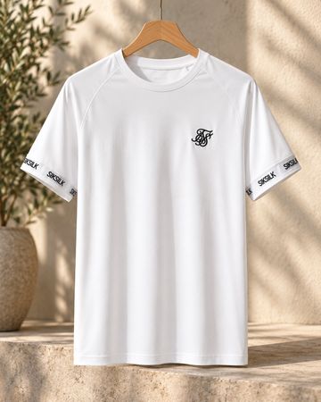 T-shirt SikSilk blanc pour homme, taille M