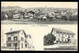 Hettlingen 3 Bilder Bahnhof Wirtschaft Gesamtansicht