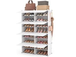 Schuhregal, Schuhschrank mit 8 Fächer und Türen, weiss