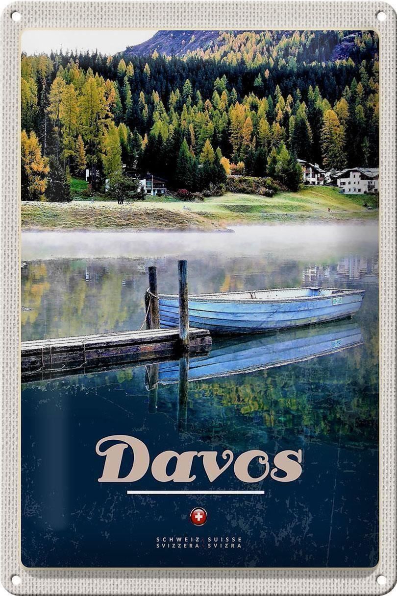 Insegne: Blechschild-DAVOS-SEE MIT BOOT – Nuovo e nell'imballaggio originale da Rupperswil venduto da big-one-sale