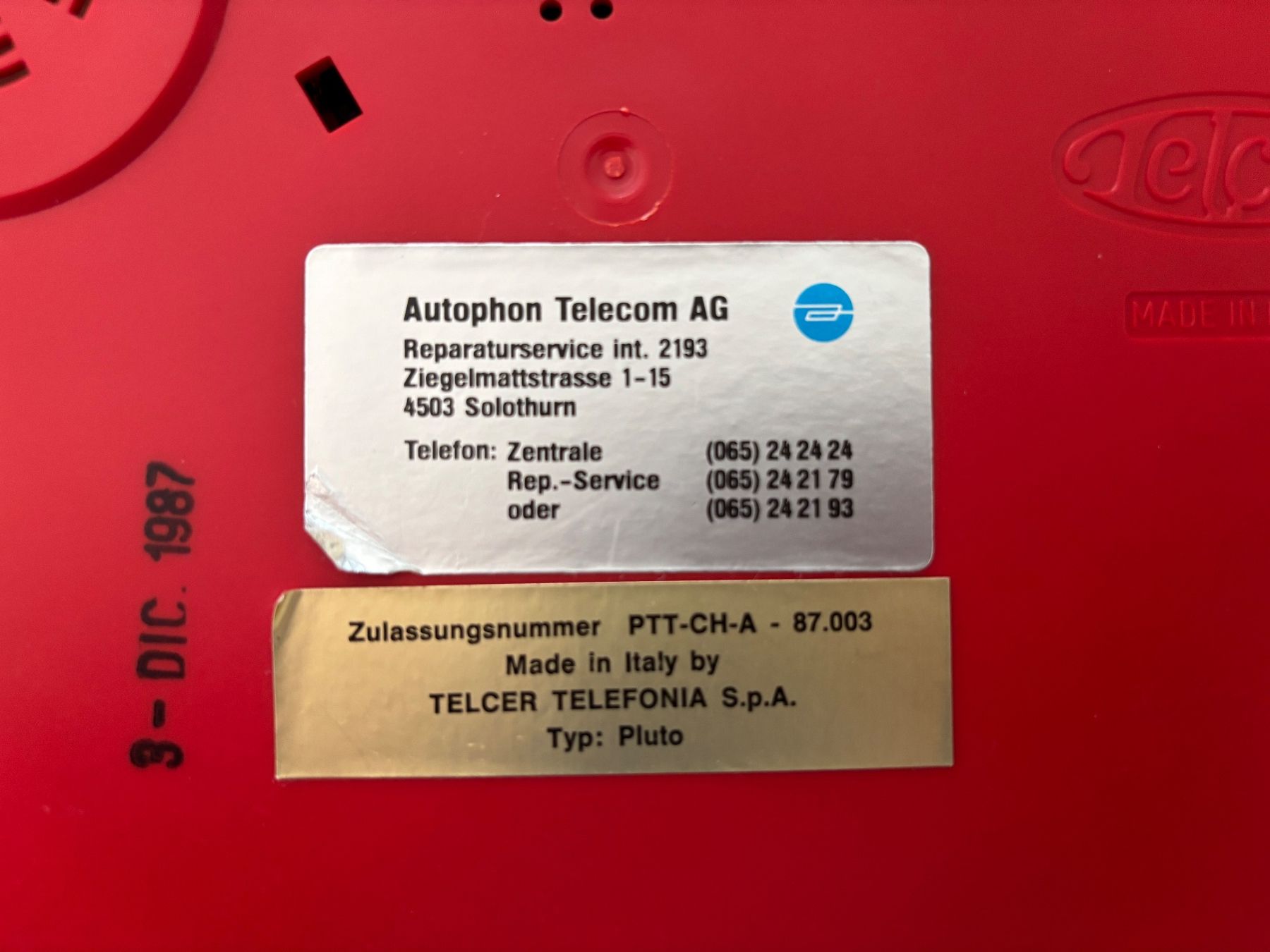 Téléphones: Telefon Telcer Pluto rot mit grossen Tasten 1987 – D'occasion à Domat/Ems par Wazzau 3