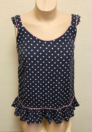 NÜMPH Lettie Top Damen Blusentop Gepunktet Navy Weiß Gr. 34 