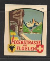 Alter Kofferaufkleber Axenstrasse mit Flüelen