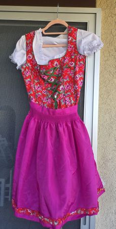 Wiesenkönig Dirndl rot/pink Gr. 34 - wie neu