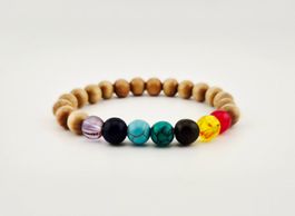Chakra-Arrmband Holzperlen Natur Chakra-Steine