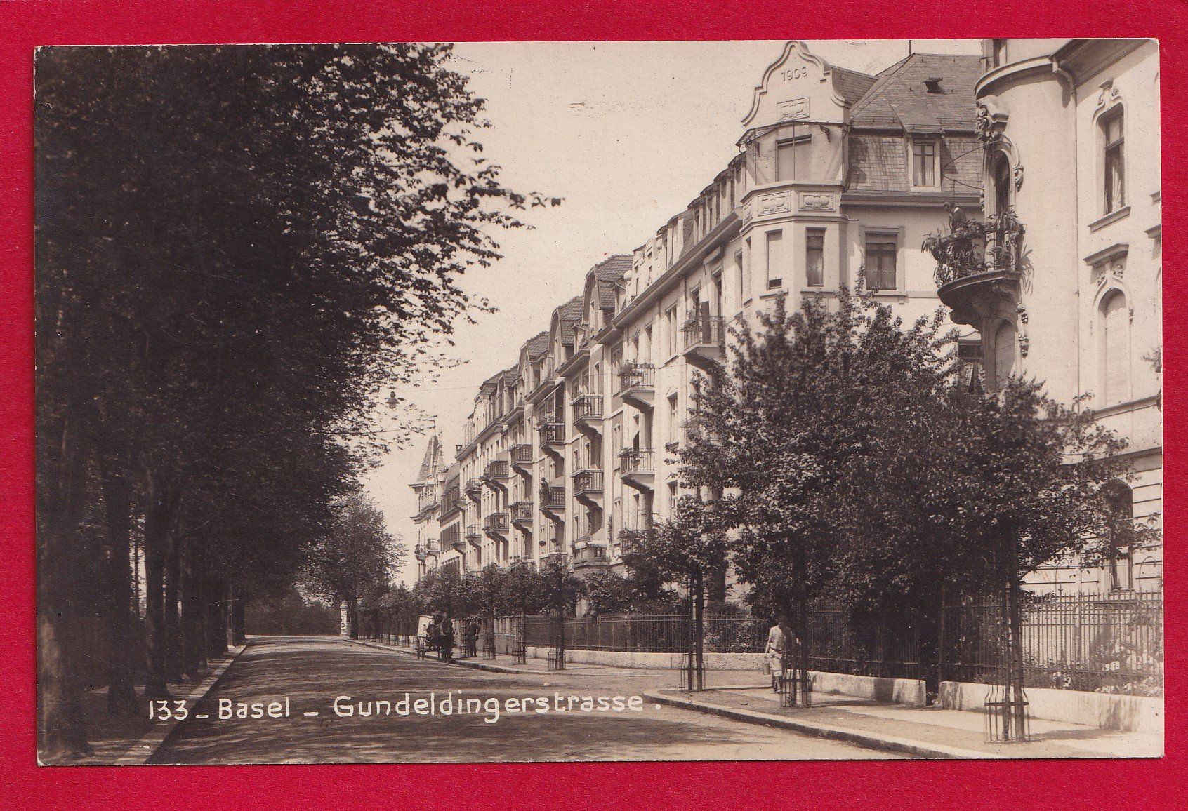 Cartoline postali: AK BASEL GUNDELDINGERSTRASSE 1921 – Usato da Grüningen venduto da Kartensammler
