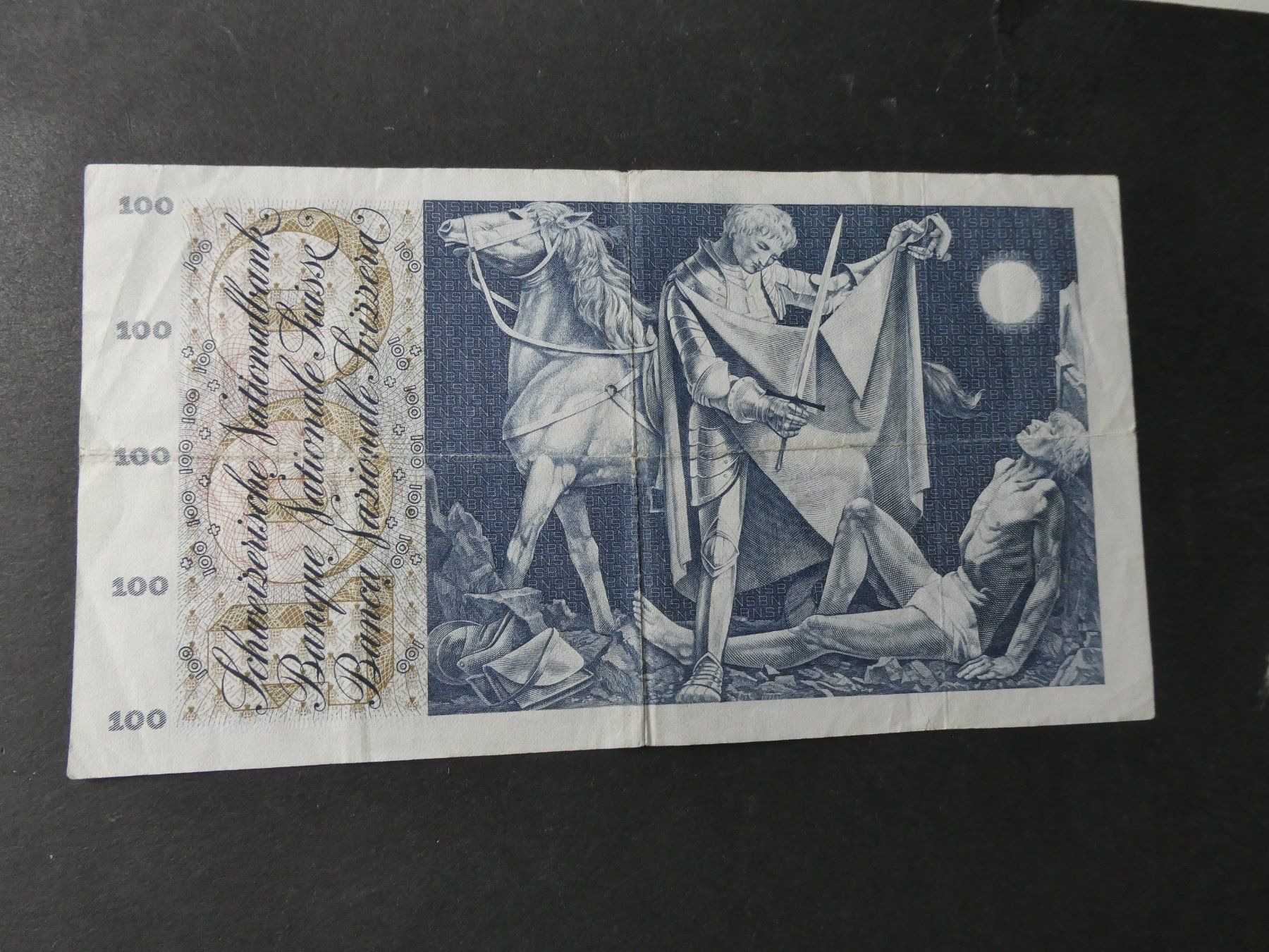Banknoten: Schweiz 1971, 100 Franken – Gebraucht aus Hinterforst von Rohusri 1