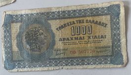 Banknote Greece. 1000 Drachma 1941