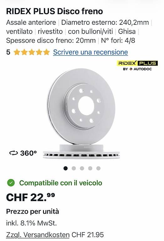 Tutti pezzi di ricambio auto: RIDEX PLUS Bremsscheibe  – Nuovo e nell'imballaggio originale da Emmenbrücke venduto da net_5ymj 1