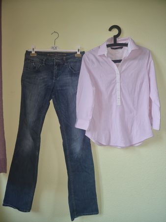 Retro Jeans S'Oliver + Bluse Zara gr38