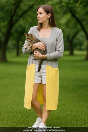 Two-tone Paisie cardigan in gray/yellow, size S, like new!