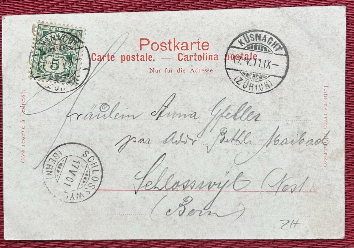 Cartoline postali: AK Küsnacht 1901 – Usato da Horw venduto da Tellbub 1