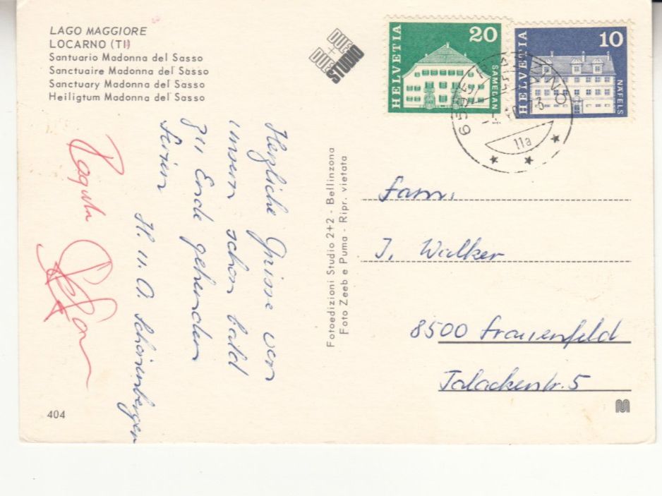 Cartoline postali: Madonna del Sasso 1973 – Usato da Bürglen TG venduto da StampGraf 1
