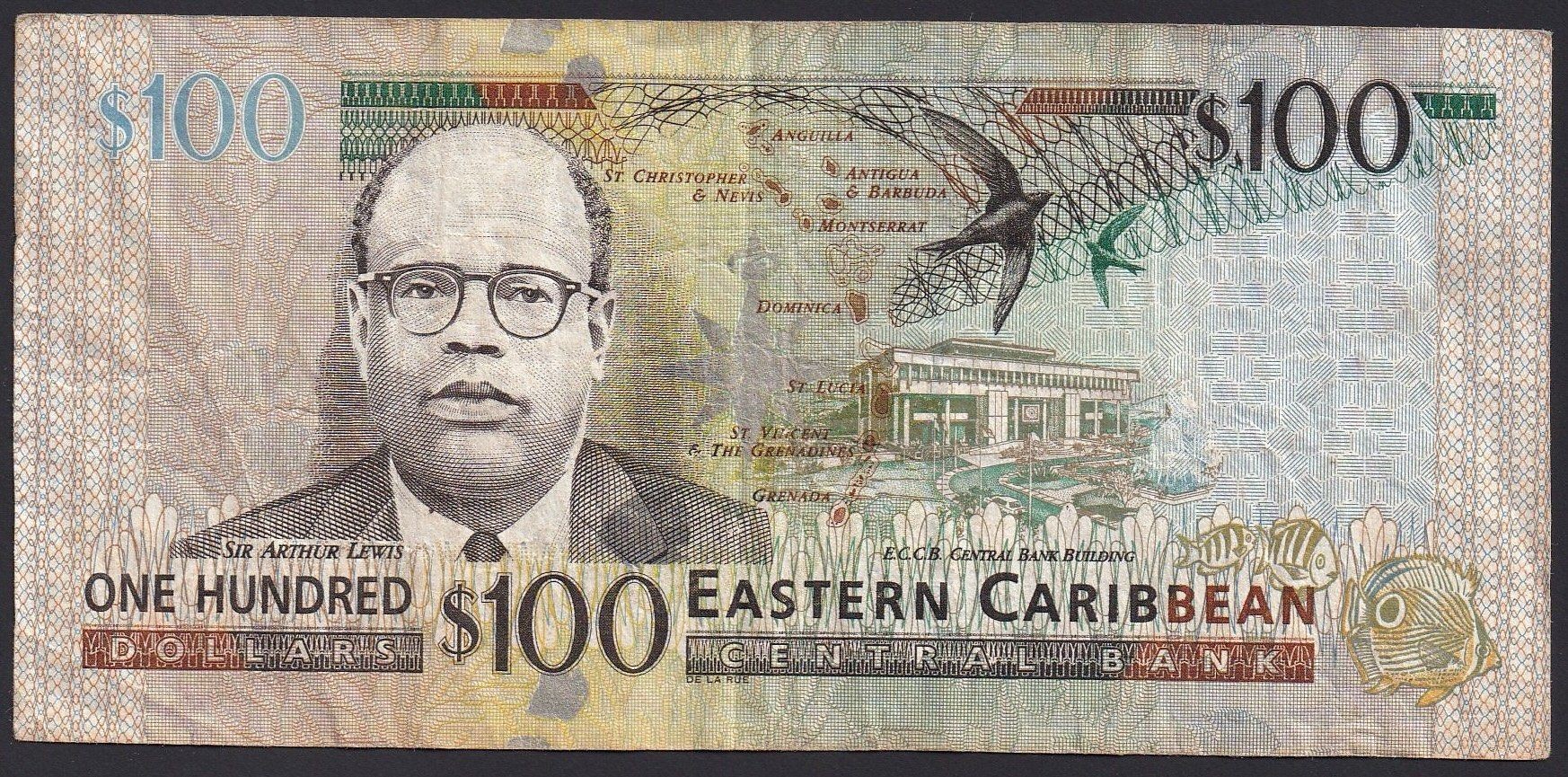 Banconote: Eastern Caribbean Staates 100 Dollars 2008 – Usato da Brugg AG venduto da banknoten_muesli 1
