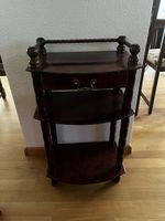 Antiker Beistelltisch mit Schublade - Dunkles Holz 