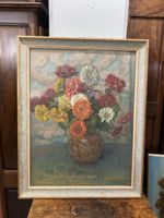 Tableau de fleurs vintage signé A. Kocher, année 1945