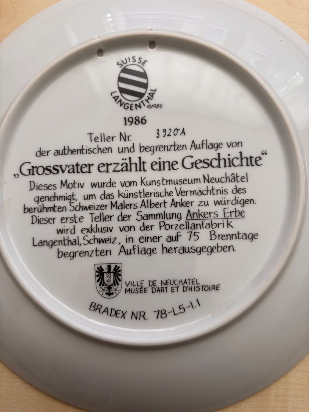 Teller: Sammelteller Albert Anker (Teller 1) – Gebraucht aus Leibstadt von Dany603 1