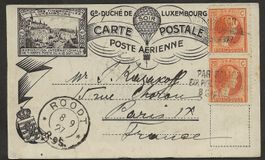 Flugpost Ballon Luxemburg ROODT Paris 1927 Luftpost