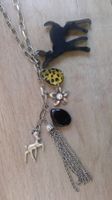 Collier sautoir avec breloques fleurs, perles & Bambi, NEUF