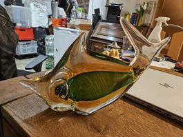 Murano Glas Fisch Grün/Gelb Vintage (D)