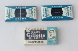 3x Packung 4 + 10 Blue Gillette Blades Extra Rasierklingen
