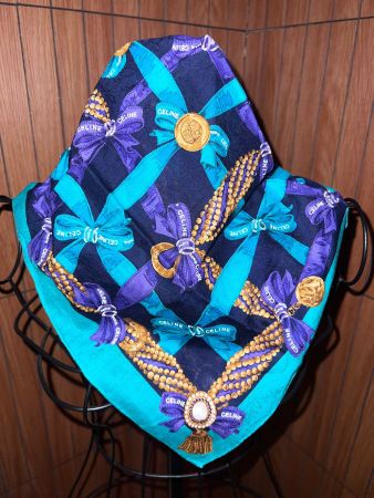 Céline Vintage Tuch Schleifen Blau