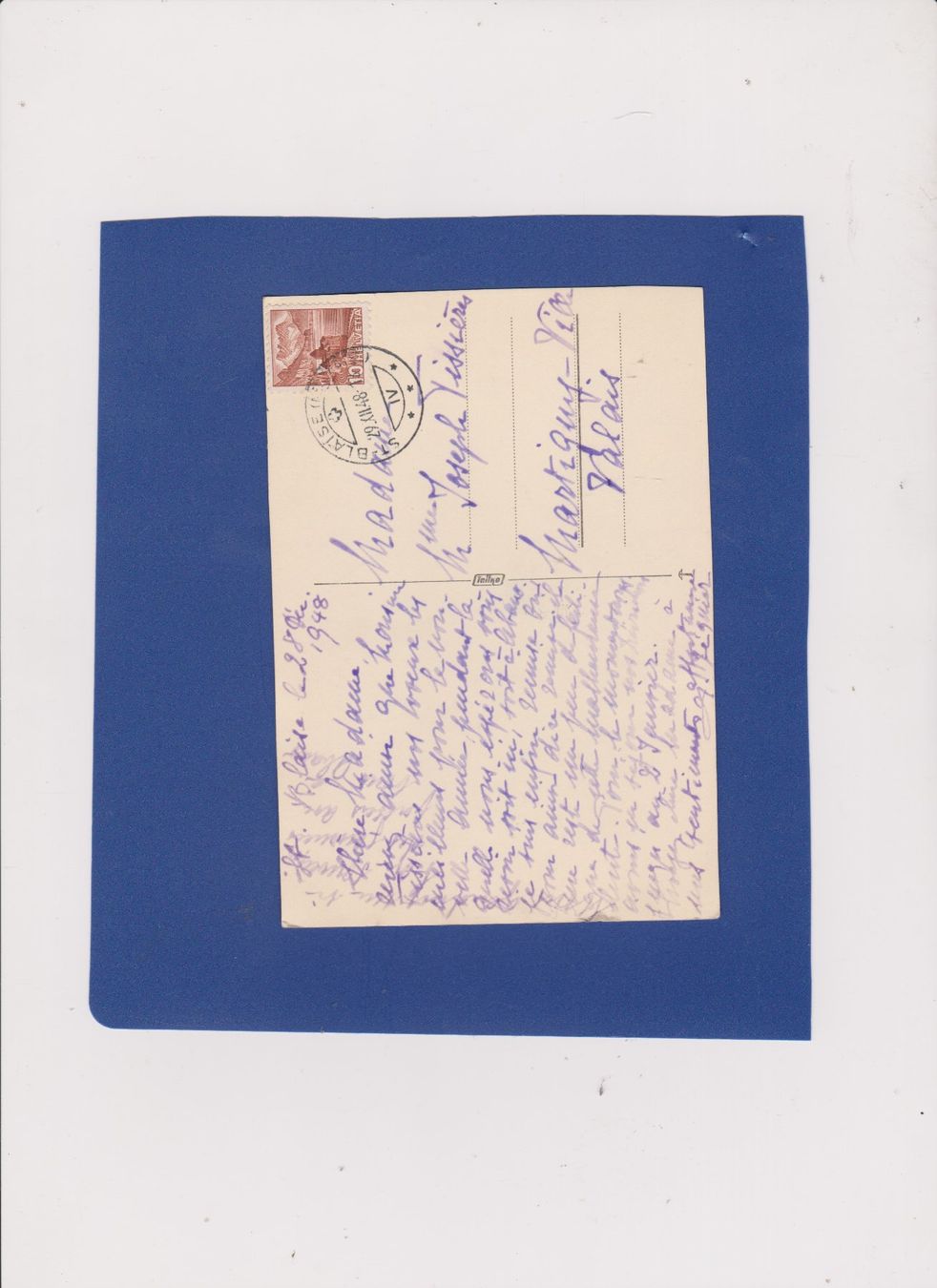 Cartoline postali: AK St- Blaise ??  une maison - 1948 – Usato da Bex venduto da Canouille 1
