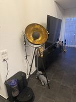 Scheinwerfer-Lampe mit Gold-Finish, ideal für gemütliche Abe