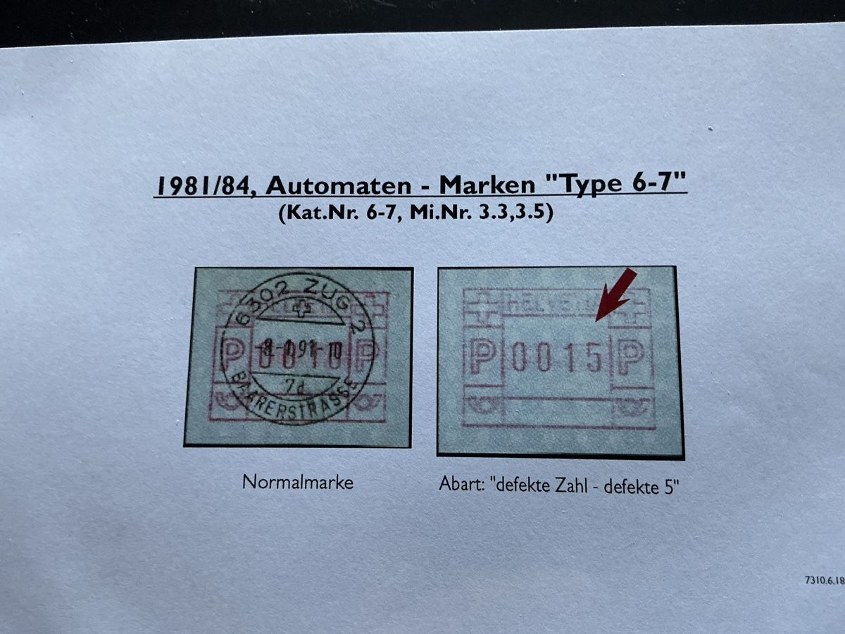 Tutti i francobolli: Schweizer Briefmarken Abarte, Automat Type 6/7, 1981/84 – Usato da Hedingen venduto da Juniswiss 1