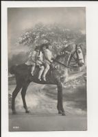 AK ca.1915  -  3 Mädchen hoch zu Ross - Studio Fotokarte 😍