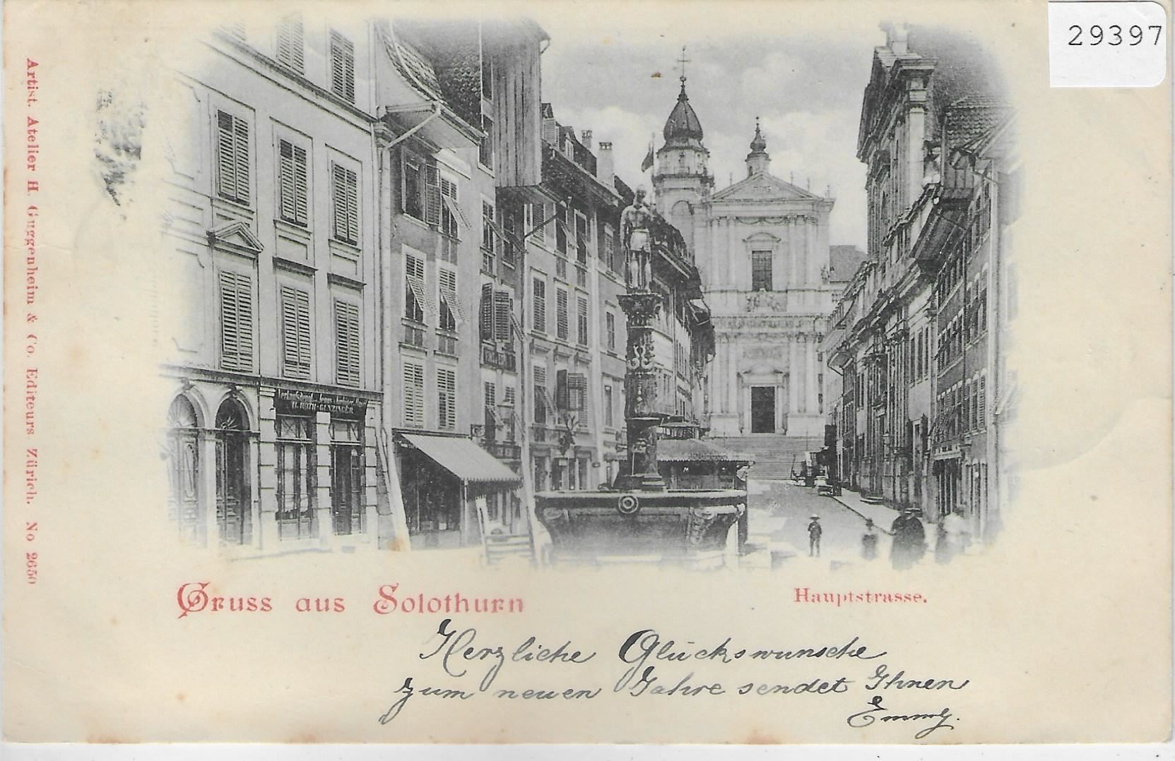 Cartoline postali: Gruss aus Solothurn - Hauptgasse 1898 – Usato da Ettingen venduto da Kartenplanet
