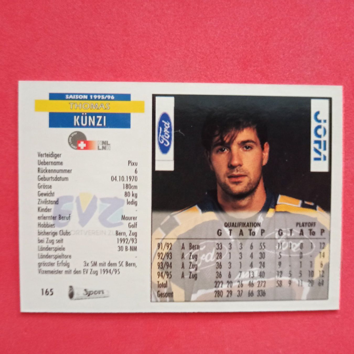 Carte collezionabili: Thomas Künzi - EVZ CARD - 1995/96 – Usato da Dübendorf venduto da kb86_MOVIE 1