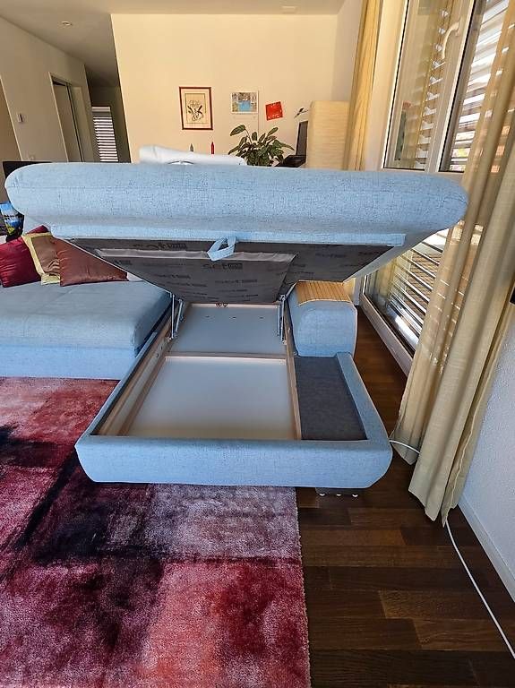 Sofas: Polstergruppe mit Bettsofa- hellgrau-blau stilvoll gemütlich – D'occasion à Steckborn par ajg_y9wb 1