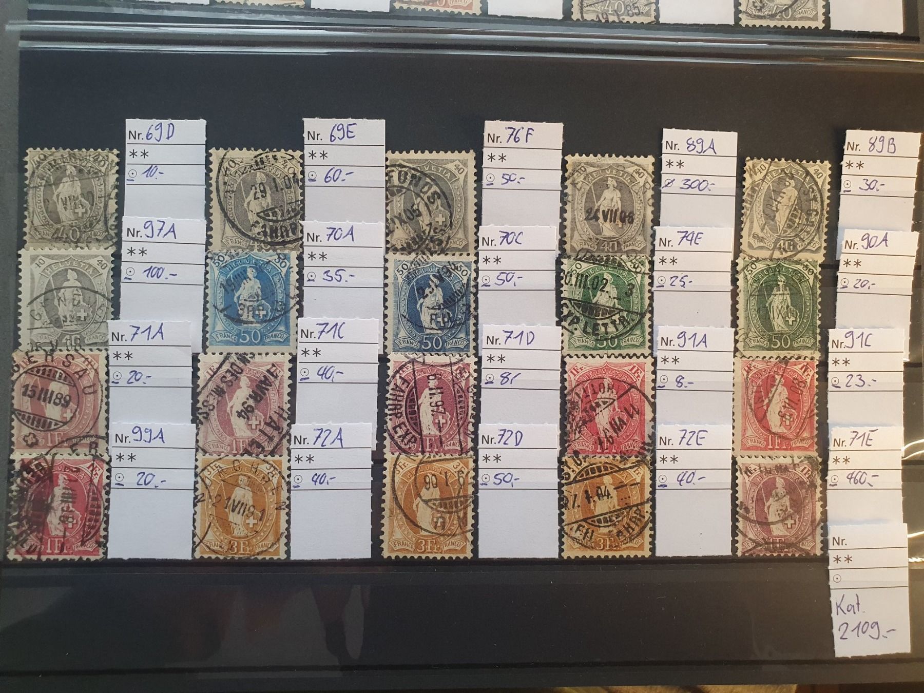 Tutti i francobolli: Lot Stehende Helvetia Kat. 2109.- – Usato da Balgach venduto da SIMEON27 6
