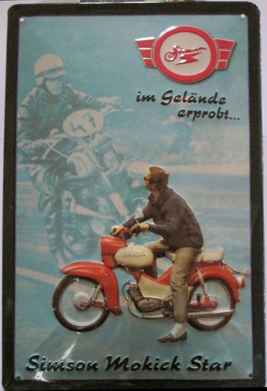 Simson Insegne: Blechschild 3D-SIMSON MOKICK MOTORRAD – Nuovo e nell'imballaggio originale da Rupperswil venduto da big-one-sale
