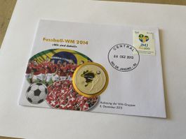Sehr schöner Münzbrief Fussball WM 2014