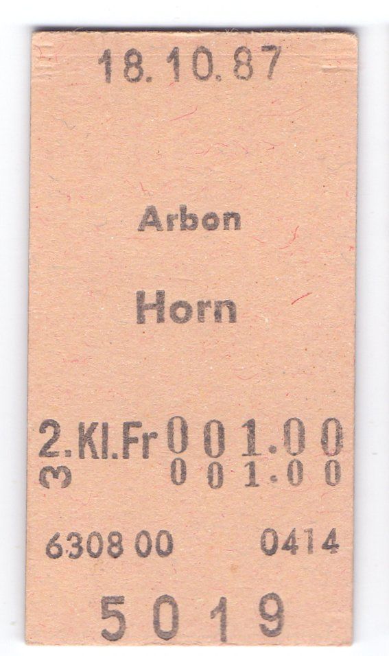 Biglietti: Billette Arbon - Horn – Usato da Langenthal venduto da Sammlungs_aus